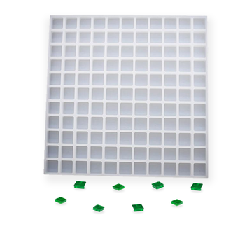 13.5mL Square Gummy Mold - 121 Cavities with translucent emerald green square gummies
