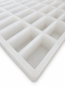 Close-up of 20mL rectangle gummy mold with 119 silicone cavities