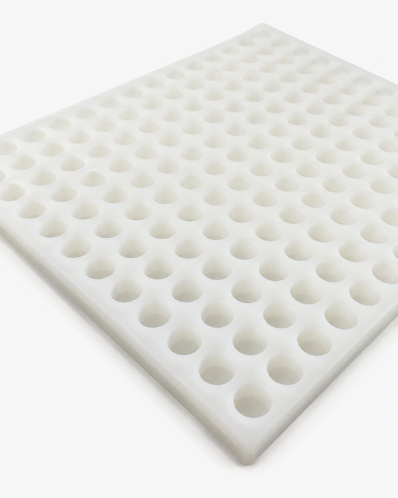 Molde para gomitas cilíndricas de 3.2 mL, 192 cavidades — detalle de cavidades