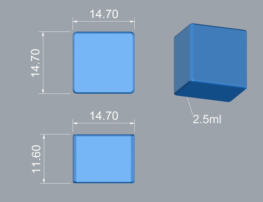 Molde de goma de cubos de 2.5 ml